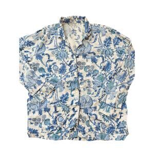 Roller rabbit long sleeve blue polo pj top - size Large